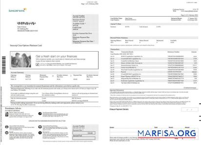 Printable Australia Suncorp bank statement 5 pages word download for verification